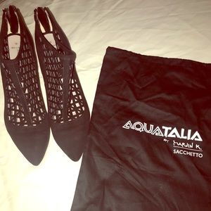 Aquatalia Black Caged Booties with Rear Zip